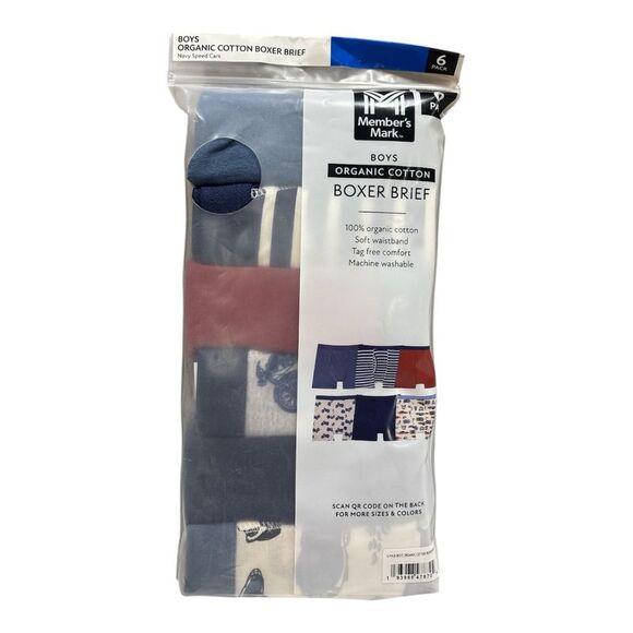 Member's Mark Other - Navy Speed Cars - Member's Mark Boys Soft Waistband Organic Cotton Boxer Briefs,